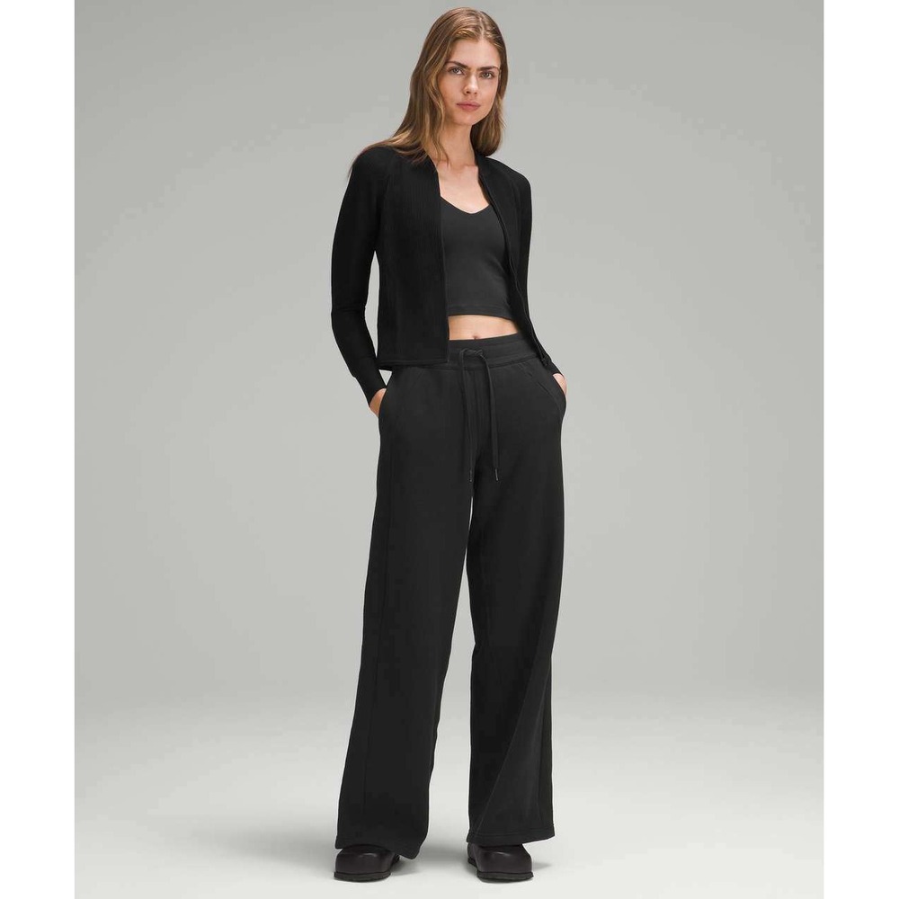 Lululemon Scuba Mid-Rise Wide-Leg Pant Full Length Black LW5FM0S Size 6 - Picture 3 of 7